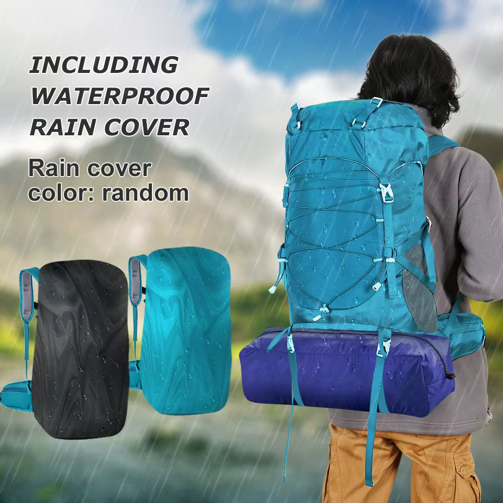 Hiking Backpack 50L Water-Resistant Rain Cover