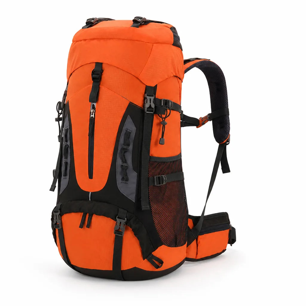 Hiking Backpack 60L Ergonomic Support Ventilated Mesh
