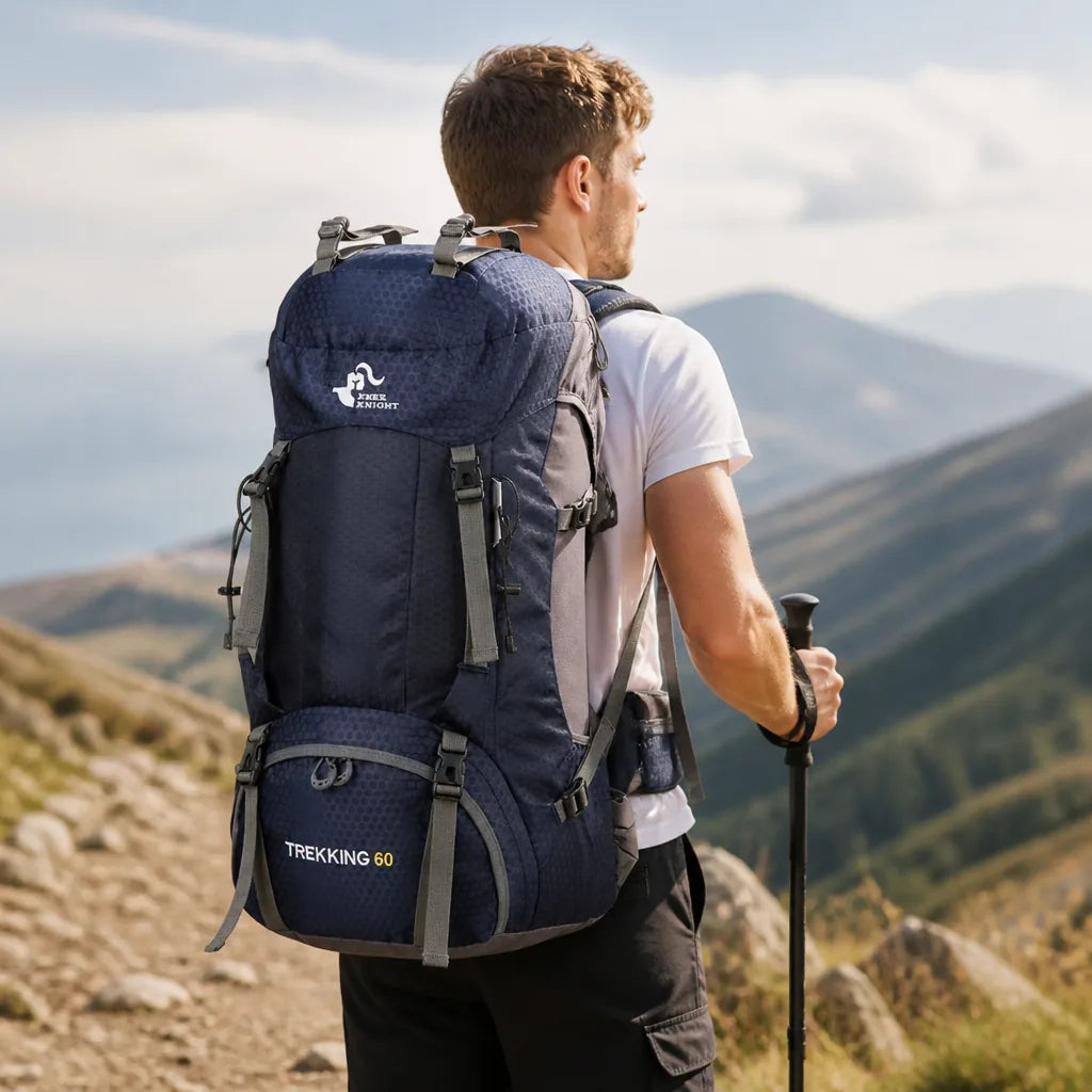 Hiking Backpack 60L Waterproof Breathable Padded Back
