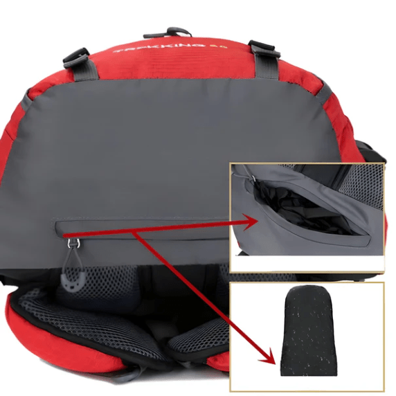 Hiking Backpack 60L Waterproof Ripstop Nylon Padded Support