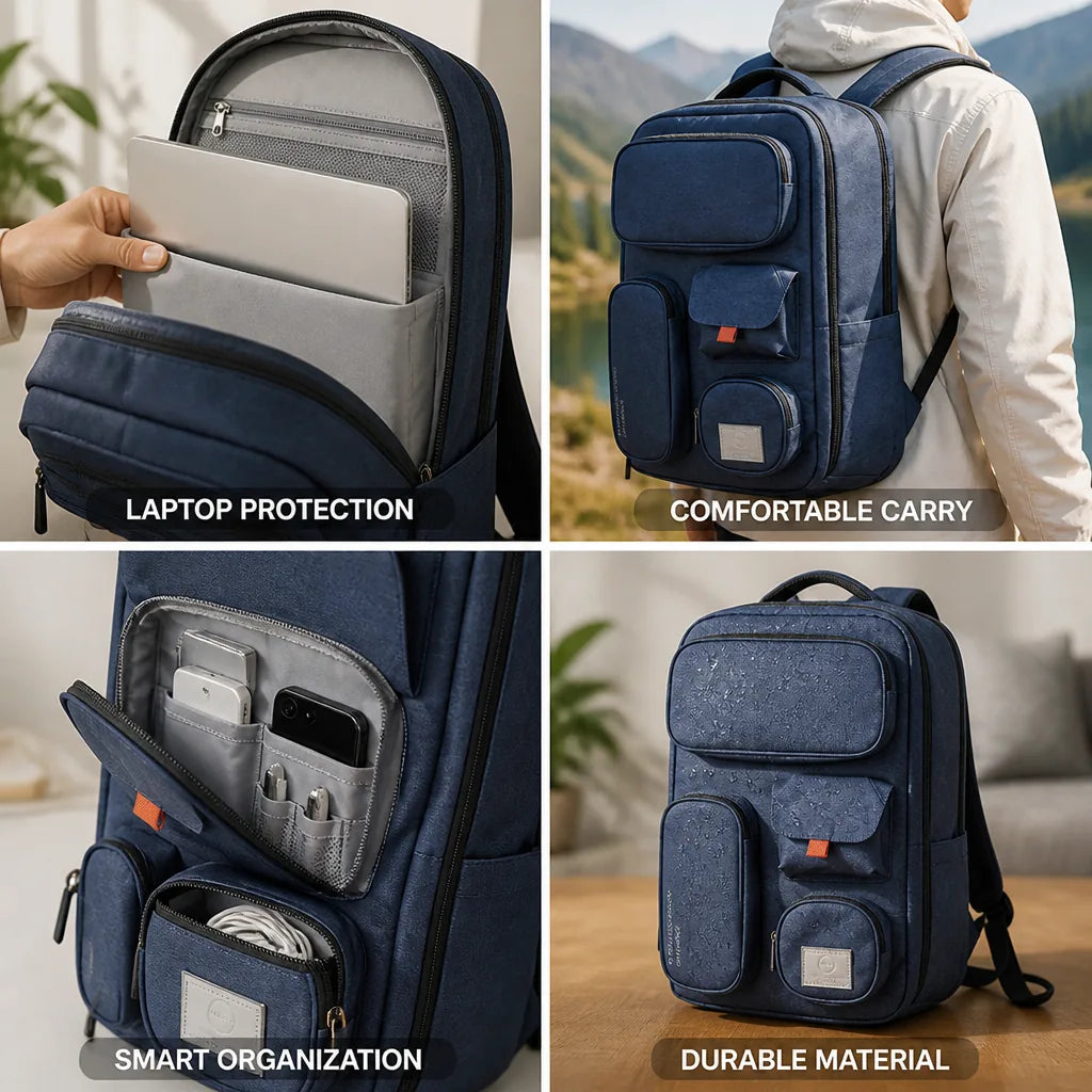 Hiking Backpack Large Capacity 17-Inch Laptop Compartment