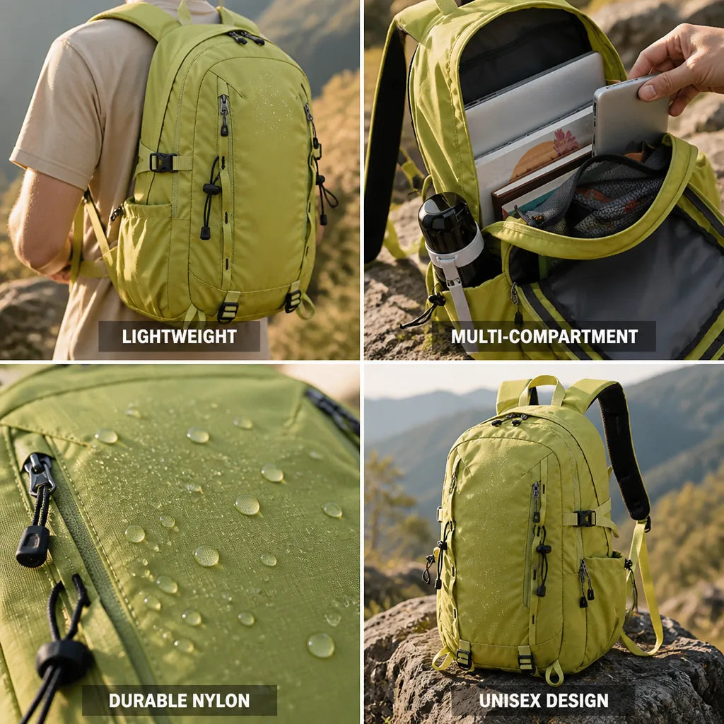 Hiking Backpack Lightweight Nylon Multi-Compartment