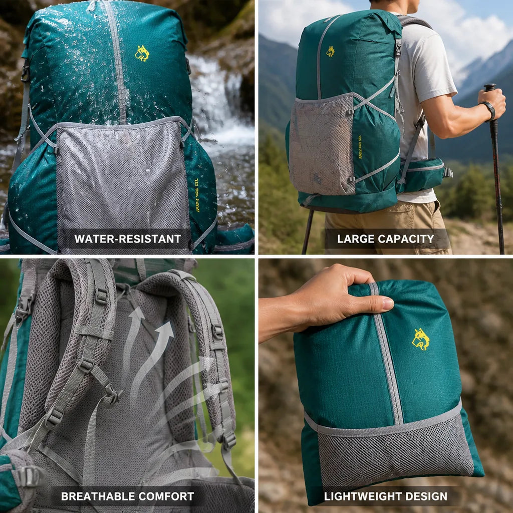 Hiking Backpack Water-Resistant & Lightweight 65L