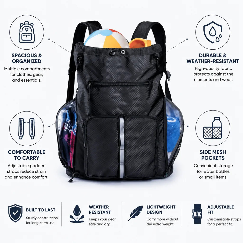 Hiking Backpack Weather-Resistant Spacious Storage & Adjustable Padded Straps