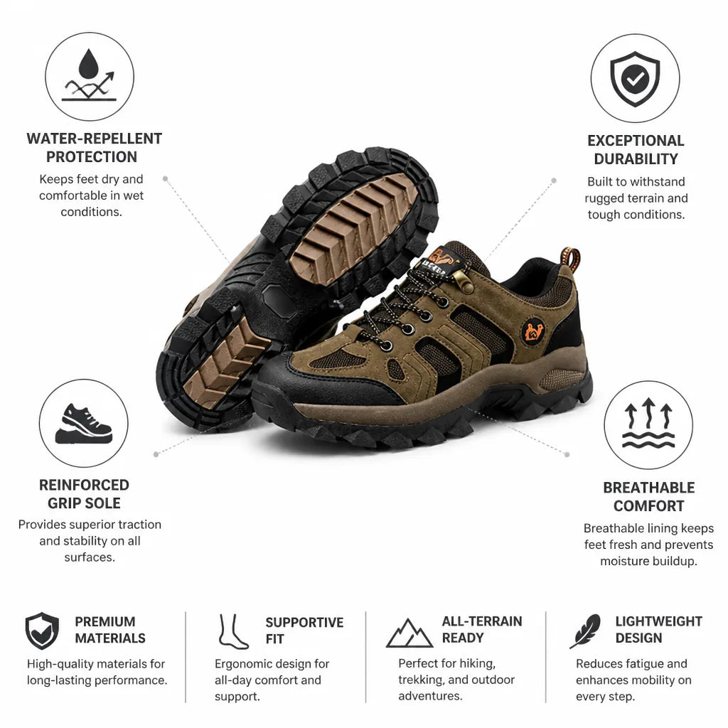 Hiking Boots Water-Repellent Reinforced Grip Sole