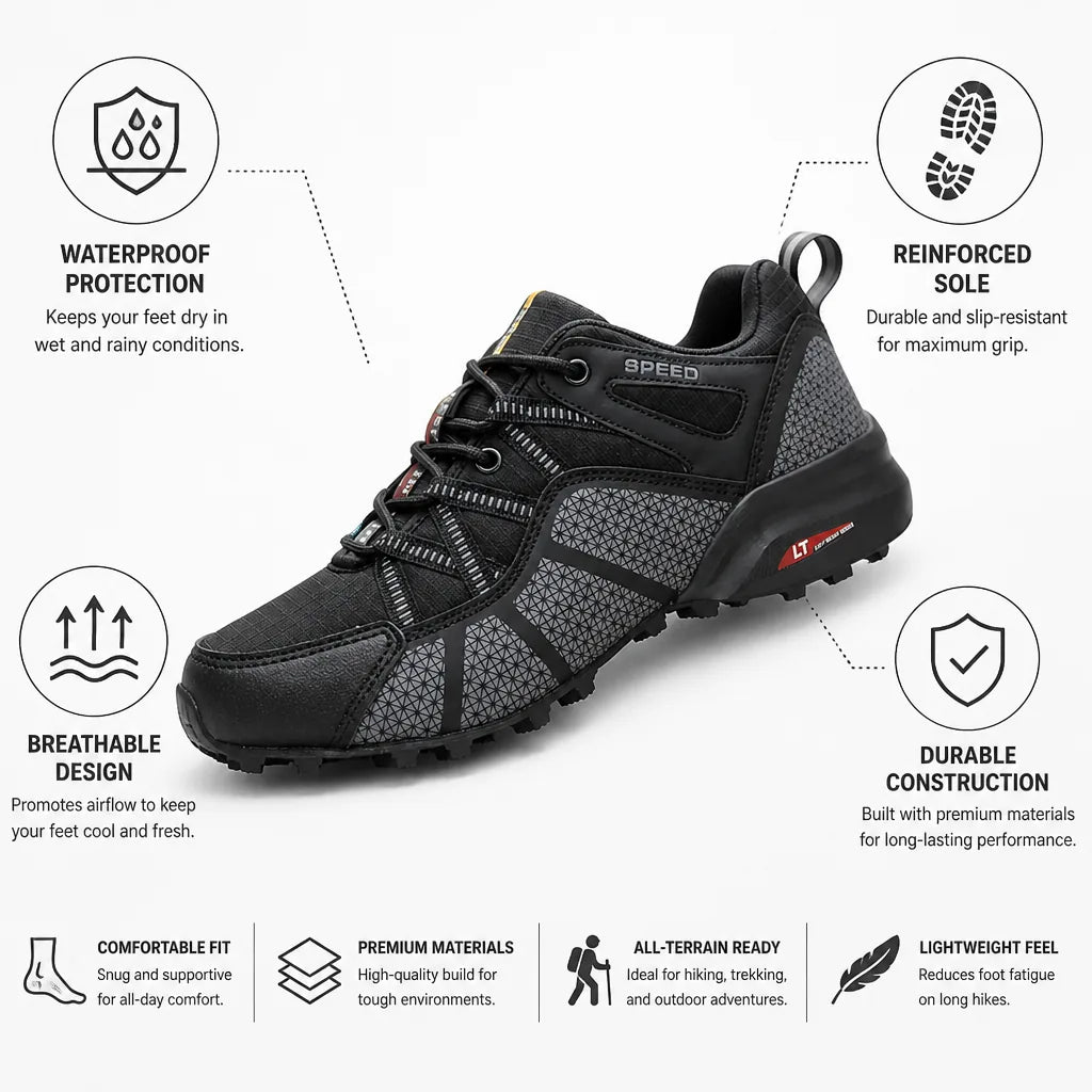 Hiking Boots Waterproof & Breathable Reinforced Sole