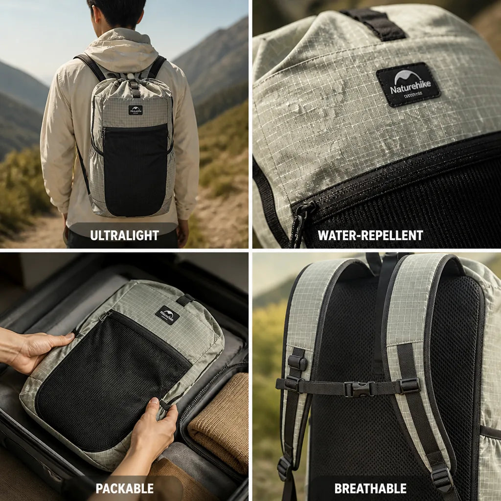 Hiking Daypack Ultralight Packable Water-Resistant 20L