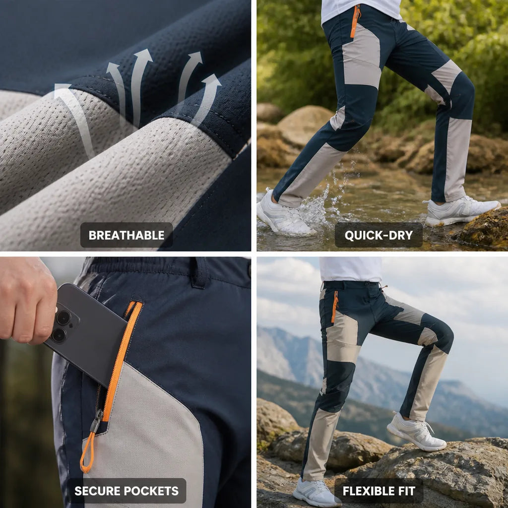 Hiking Pants Ultra-Thin Quick-Dry Zippered Pockets