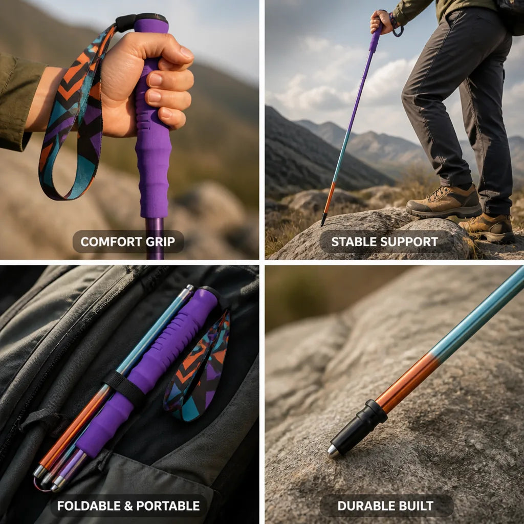 Hiking Pole 7075 Aluminum Foldable Adjustable Length