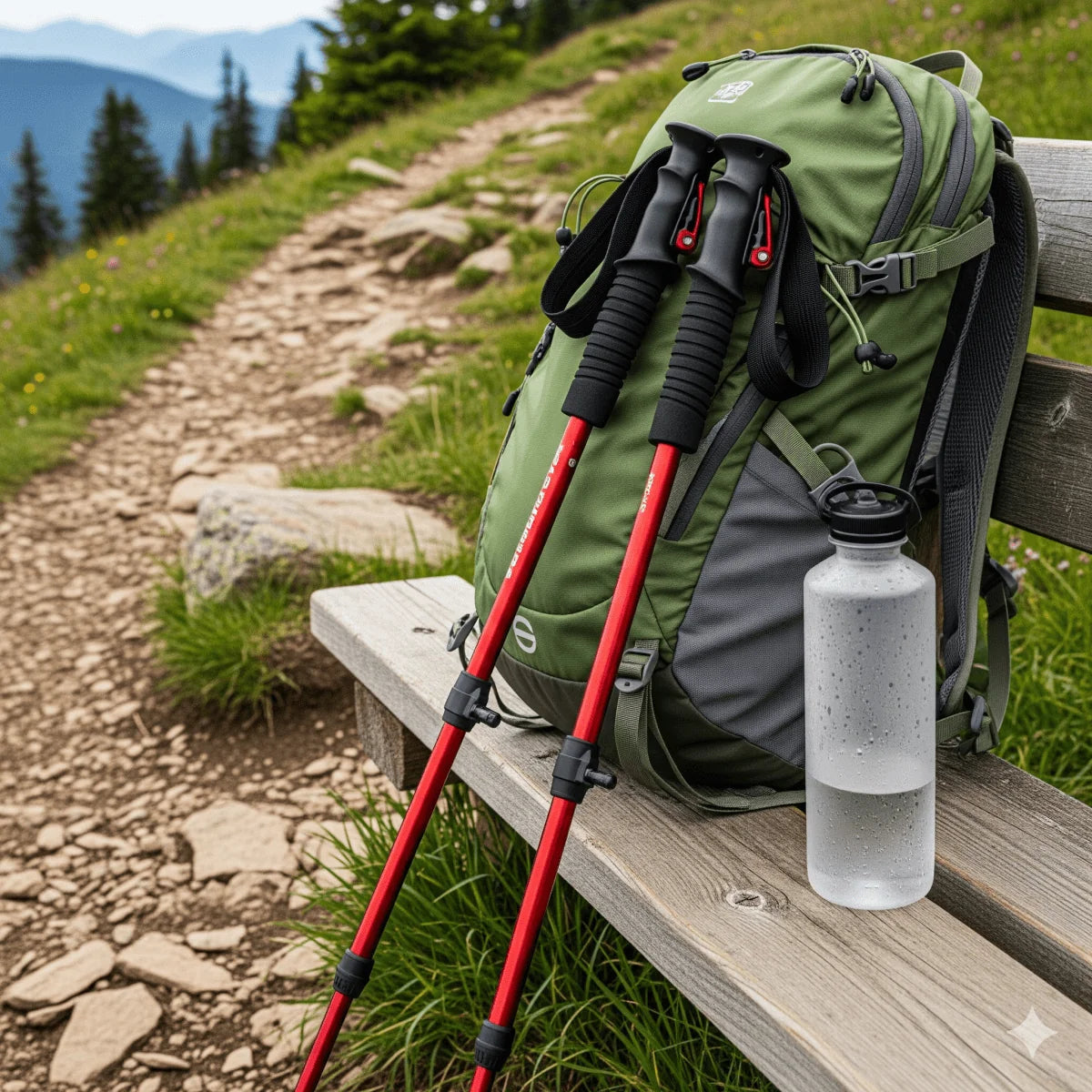 Hiking Poles Telescopic Aluminum & Carbon Fiber Soft Grip