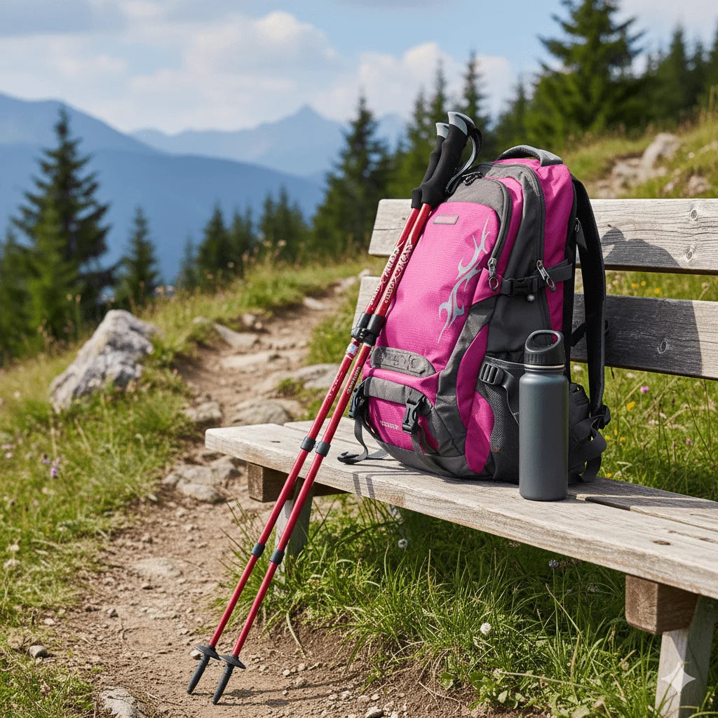 Hiking Poles Telescopic Aluminum & Carbon Fiber Soft Grip