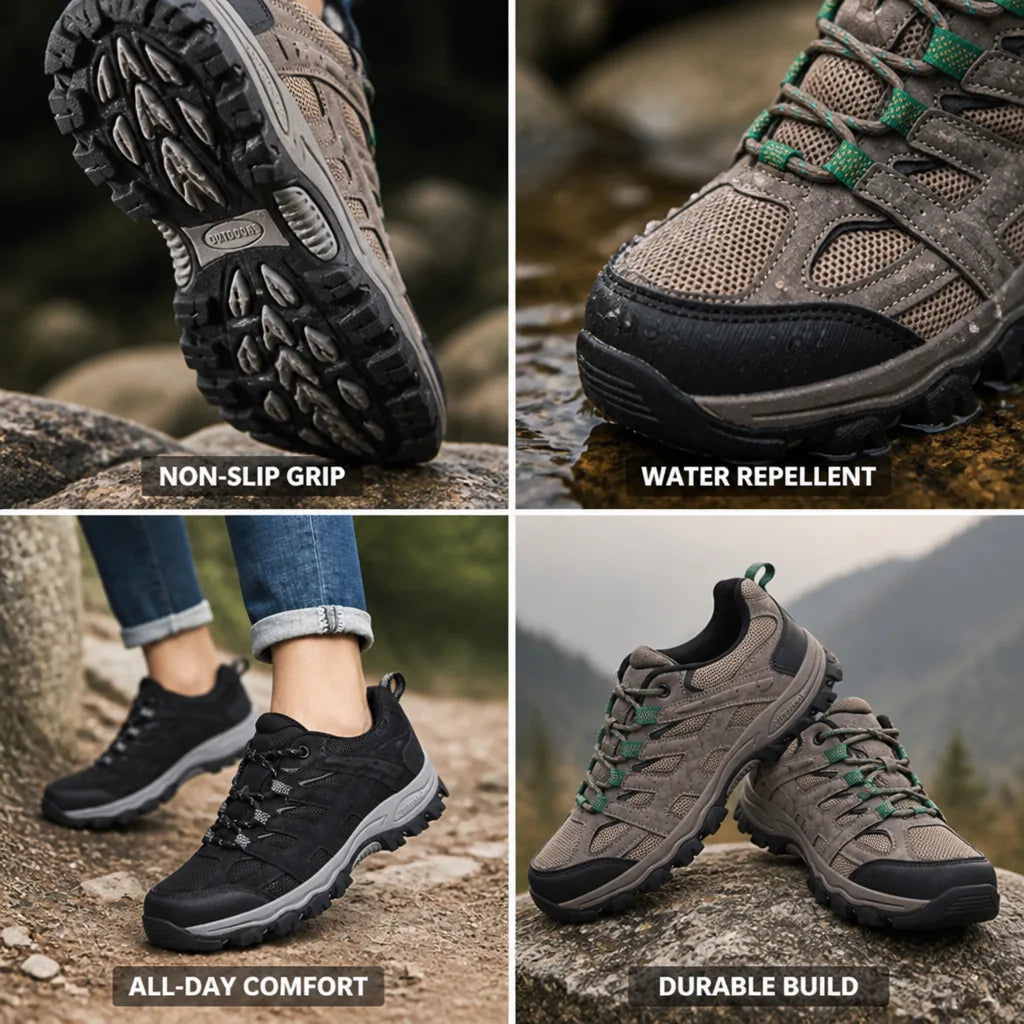 Hiking Shoes Non-Slip Rubber Sole & Water-Repellent Leather