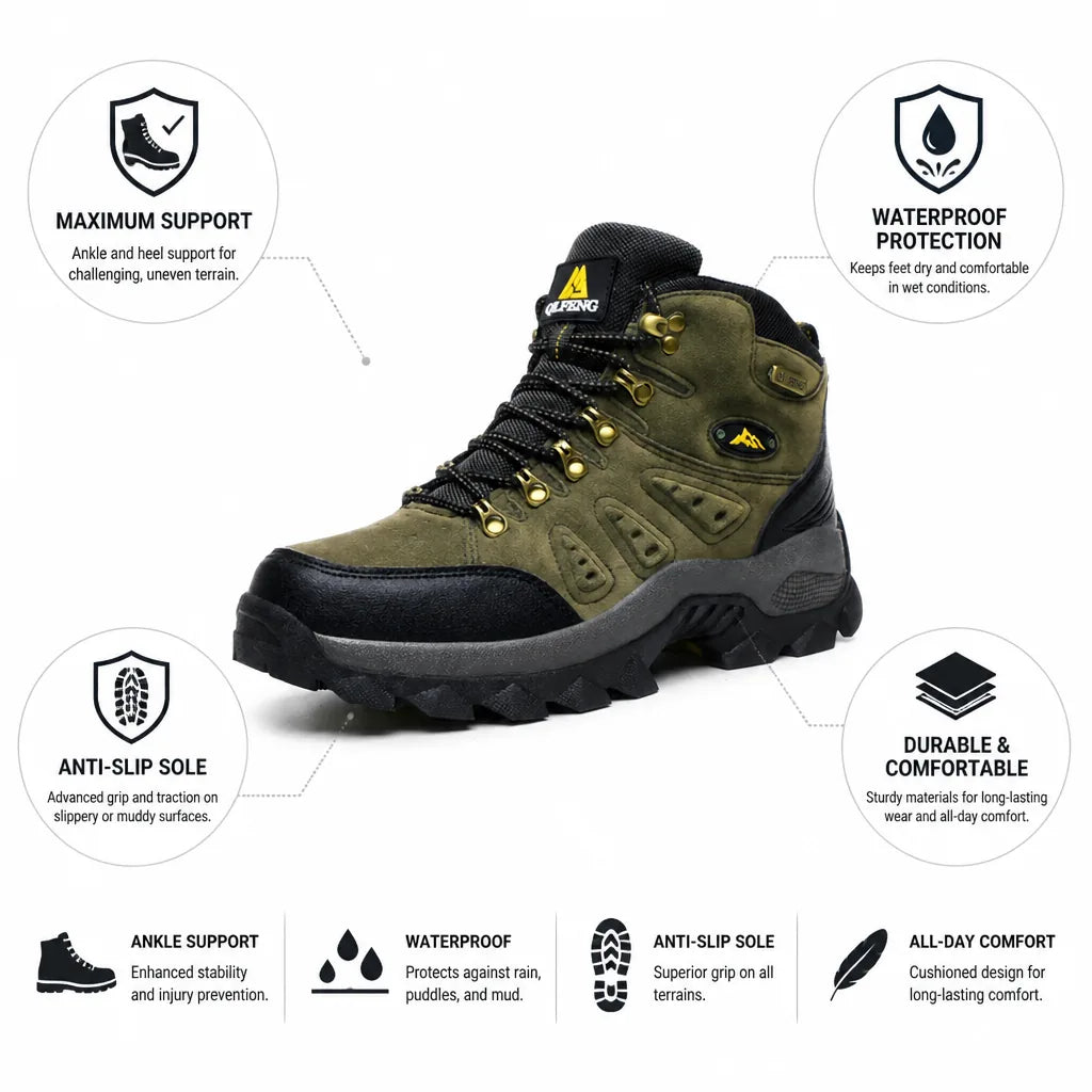 Hiking Shoes Waterproof Anti-Slip Sole Ankle Support