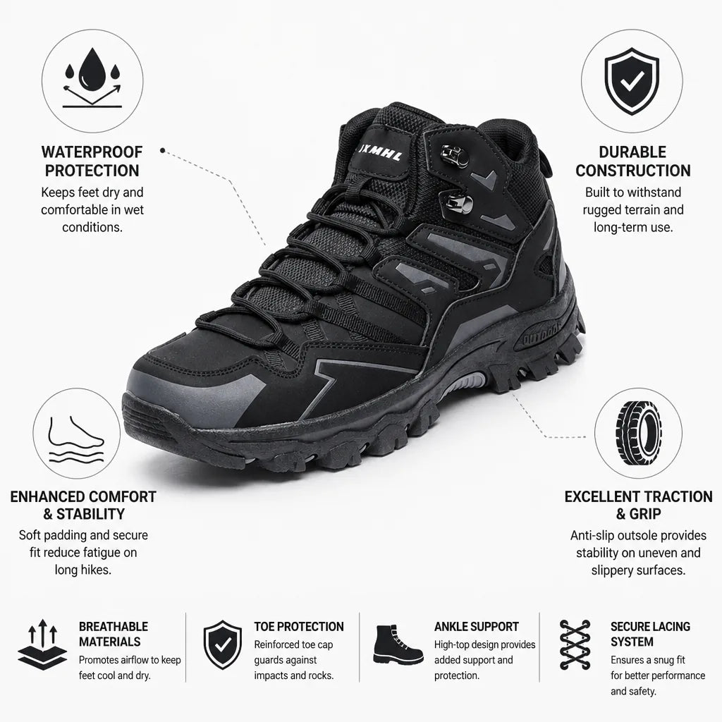 Hiking Shoes Waterproof Breathable Anti-Slip Outsole