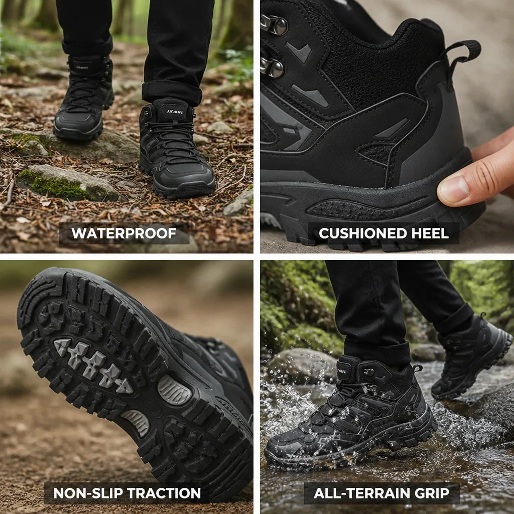 Hiking Shoes Waterproof Cushioned Heel & Non-Slip Traction