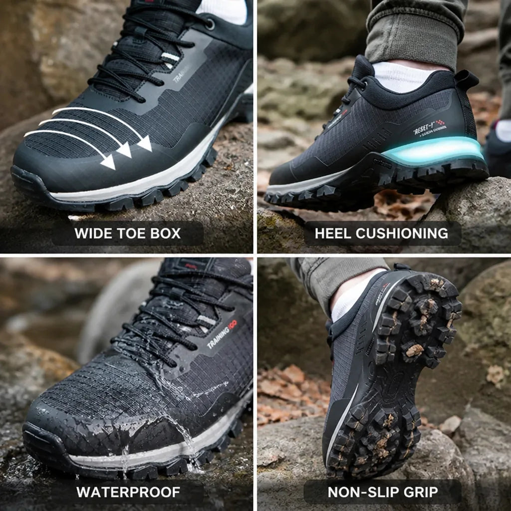 Hiking Shoes Waterproof Wide Toe Box & Cushioned Heel