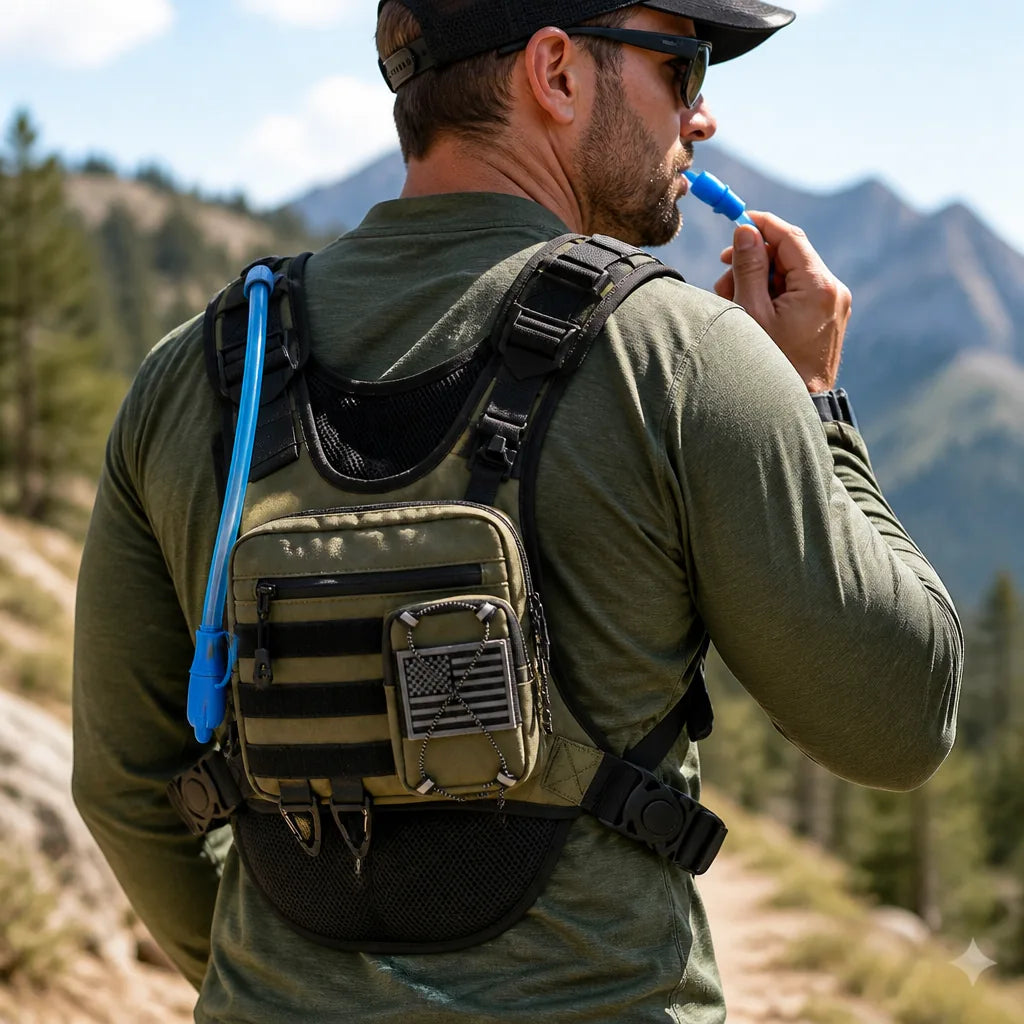 Hydration Backpack 2L Reservoir Tactical Pockets & Padded Straps