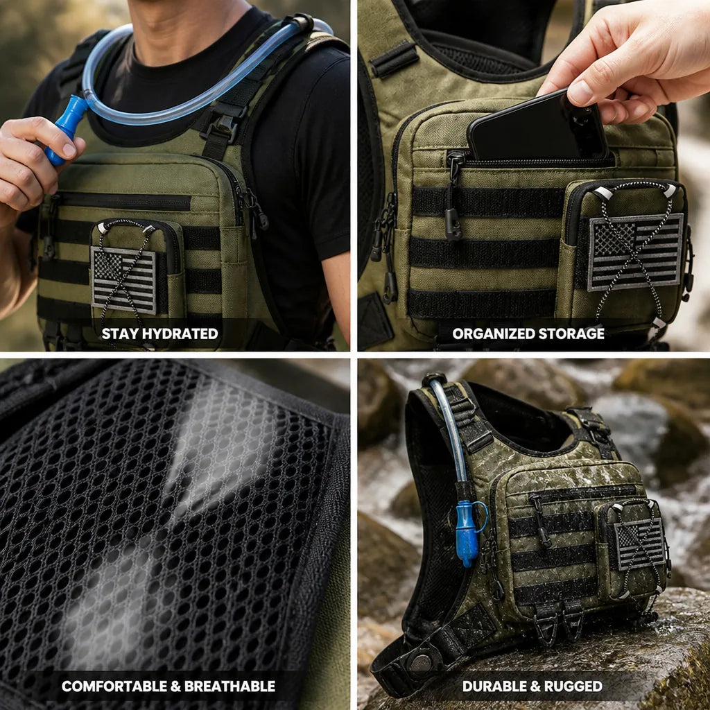 Hydration Backpack 2L Reservoir Tactical Storage Padded Straps