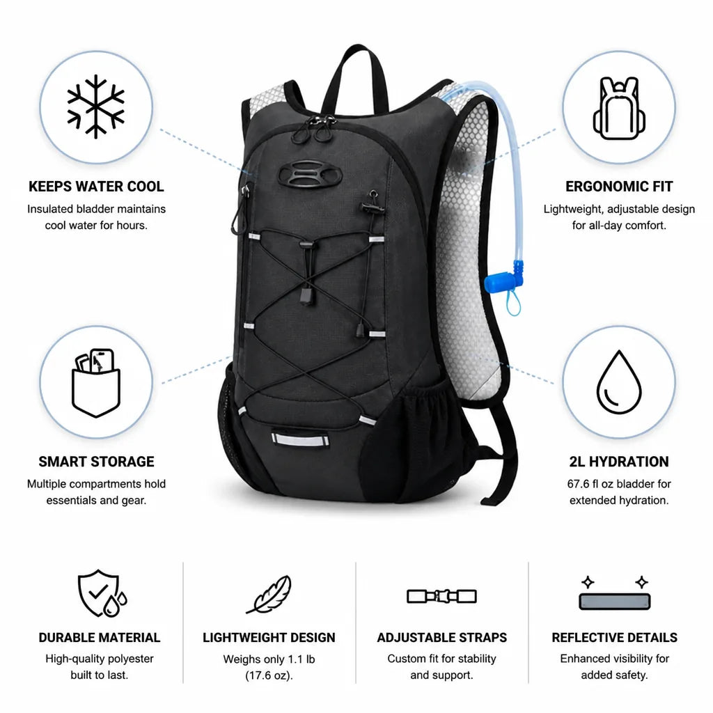 Hydration Pack Insulated 2L Bladder Ergonomic Fit