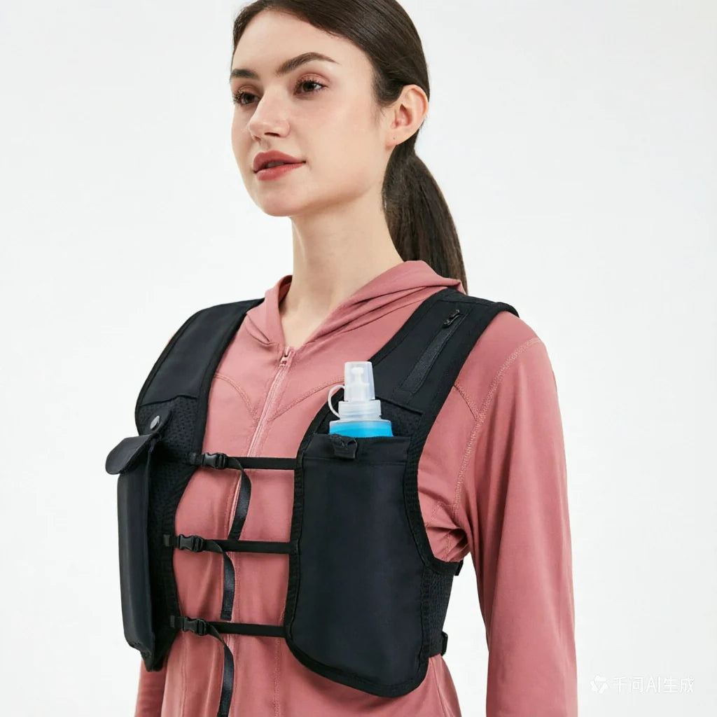 Hydration Vest Dual Front Bottle Pockets & Breathable Mesh