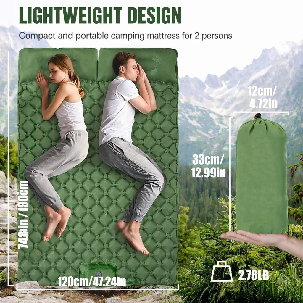 Inflatable Camping Mattress Extra-Wide Built-In Pump Water-Resistant