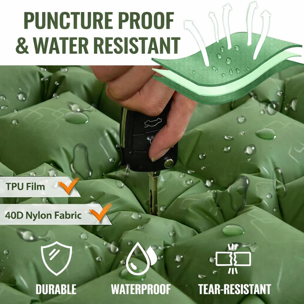Inflatable Camping Mattress Extra-Wide Built-In Pump Water-Resistant