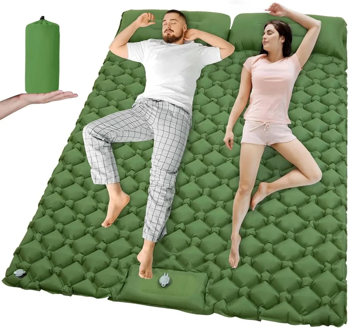 Inflatable Camping Mattress Extra-Wide Built-In Pump Water-Resistant