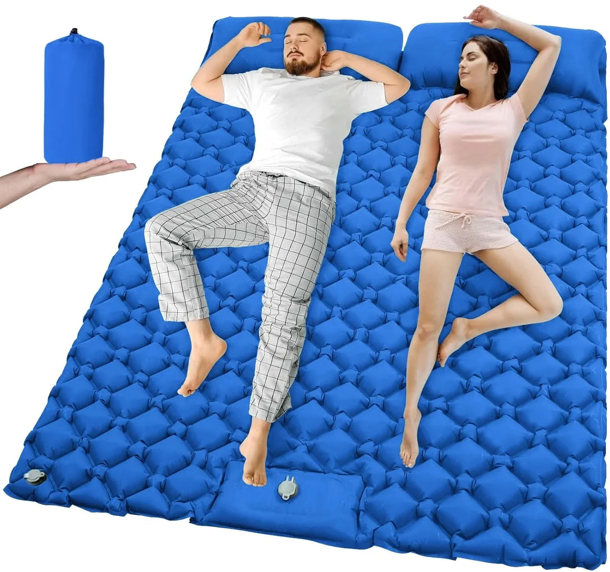 Inflatable Camping Mattress Extra-Wide Built-In Pump Water-Resistant