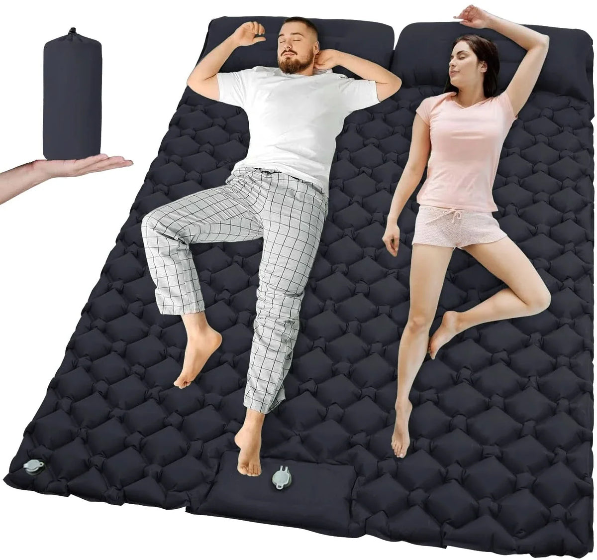 Inflatable Camping Mattress Extra-Wide Built-In Pump Water-Resistant