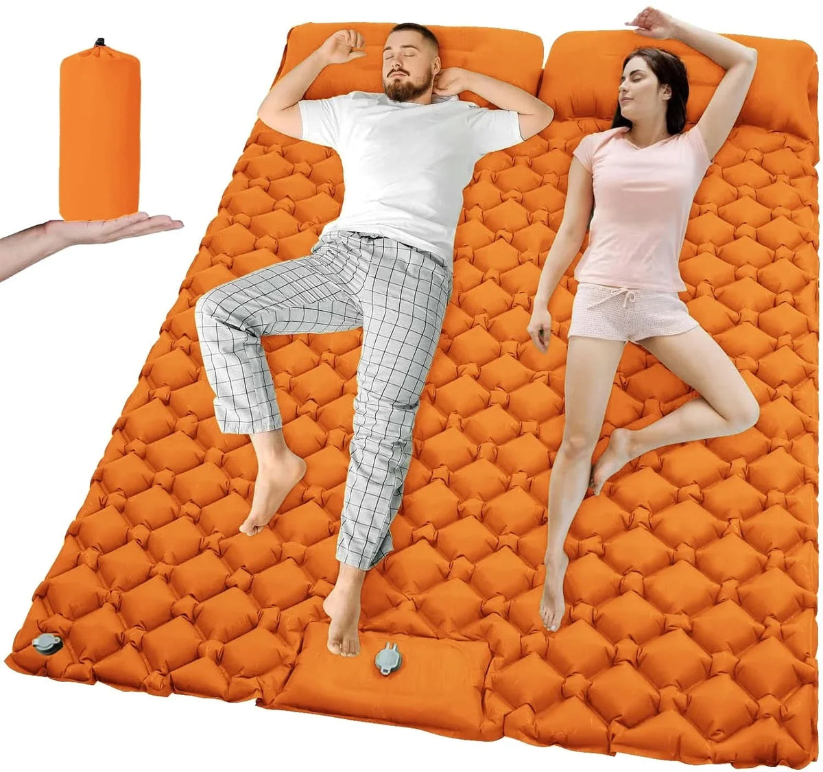 Inflatable Camping Mattress Extra-Wide Built-In Pump Water-Resistant