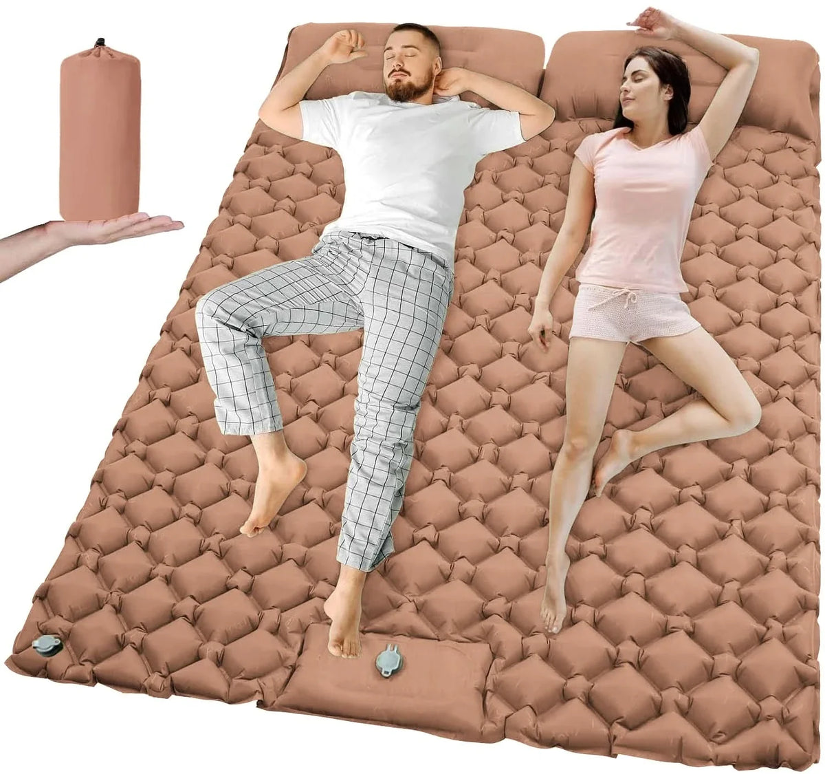 Inflatable Camping Mattress Extra-Wide Built-In Pump Water-Resistant