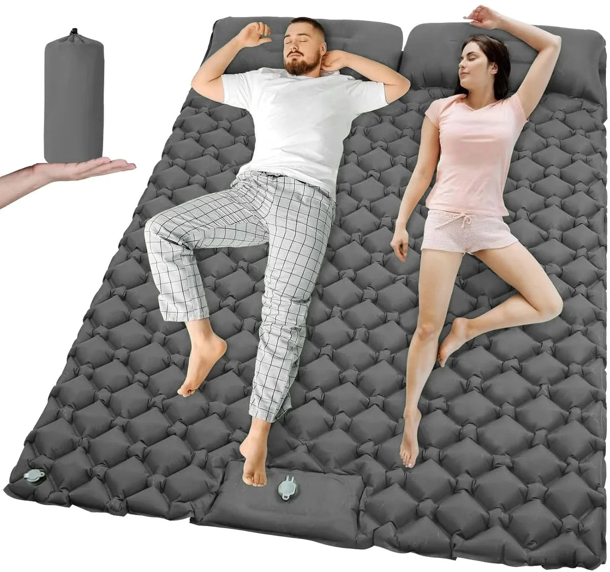 Inflatable Camping Mattress Extra-Wide Built-In Pump Water-Resistant