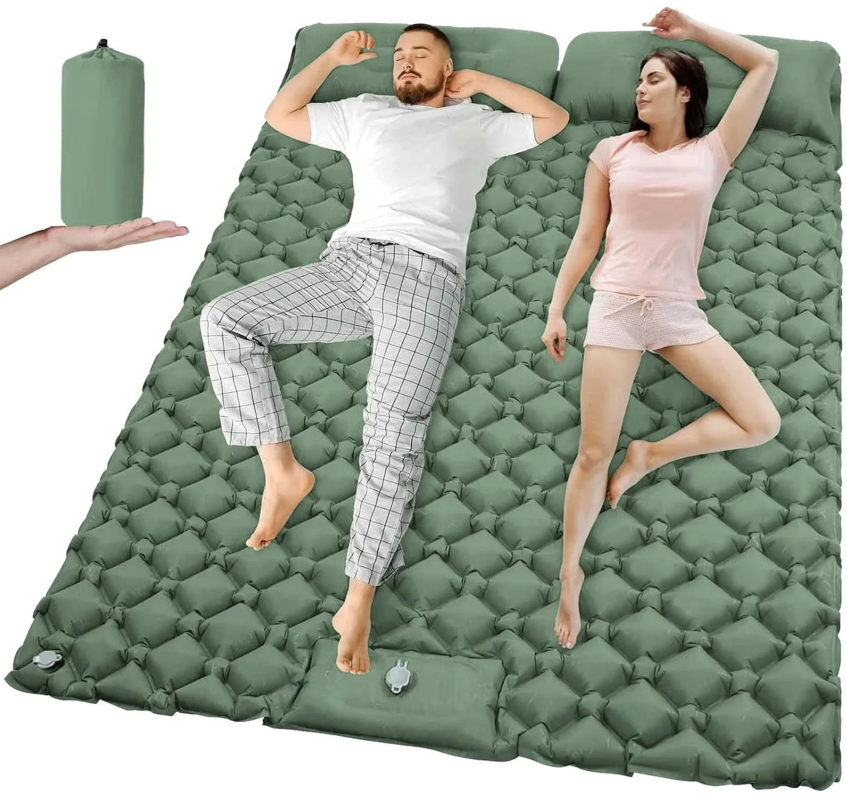 Inflatable Camping Mattress Extra-Wide Built-In Pump Water-Resistant