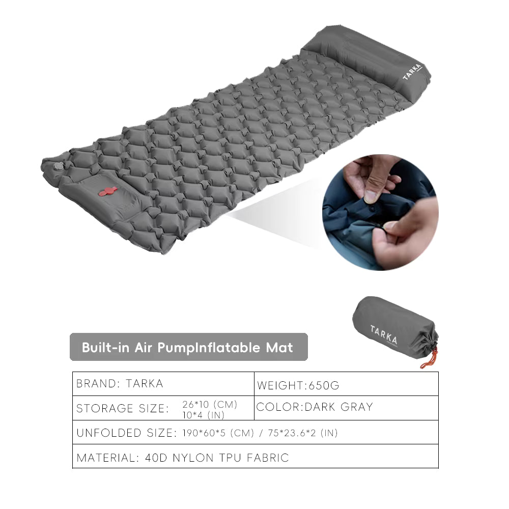 Inflatable Camping Mattress Self-Inflating Built-In Pillow