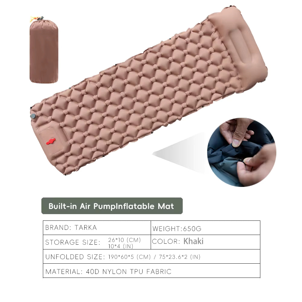 Inflatable Camping Mattress Self-Inflating Built-In Pillow