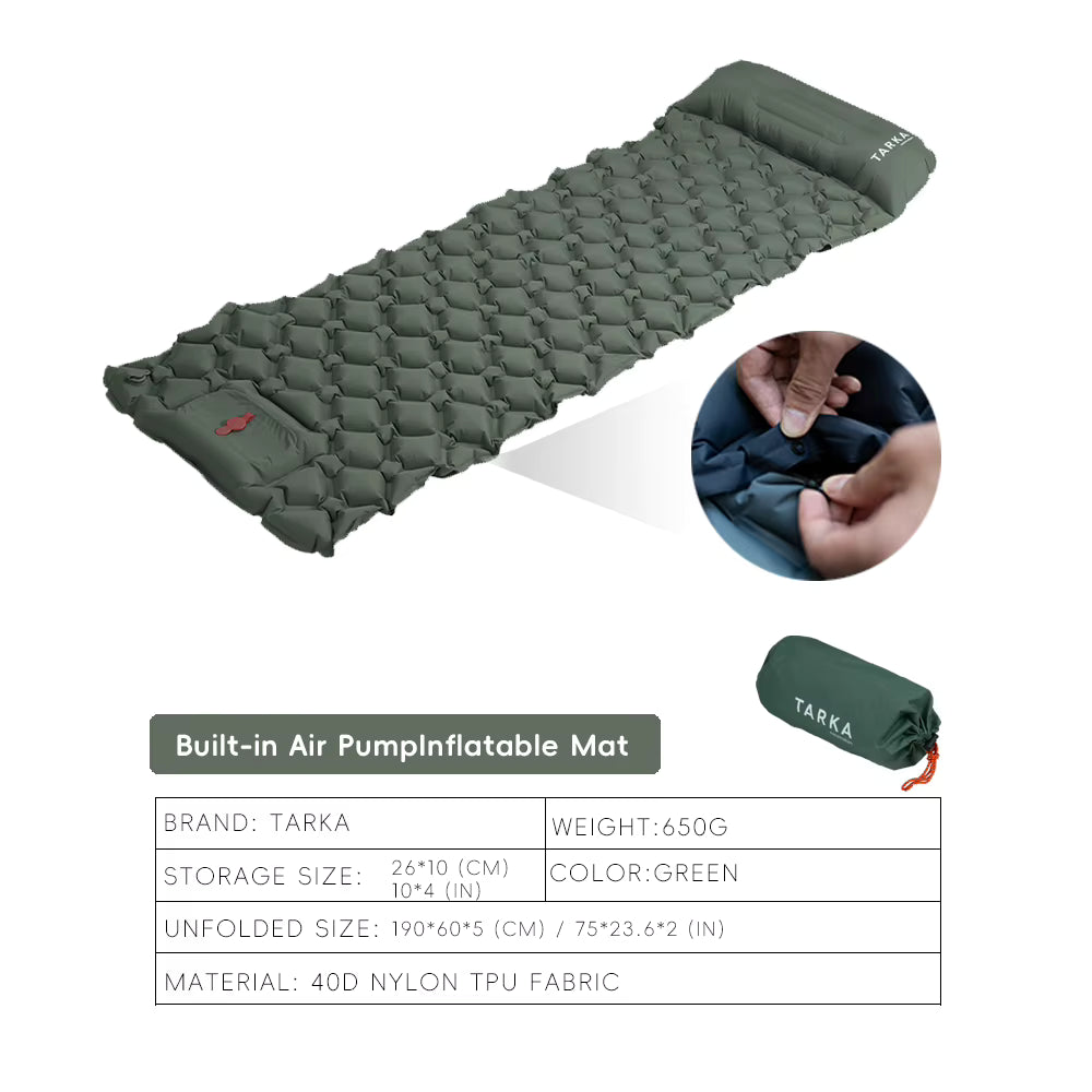Inflatable Camping Mattress Self-Inflating Built-In Pillow