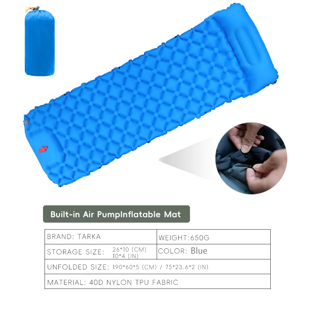 Inflatable Camping Mattress Self-Inflating Built-In Pillow