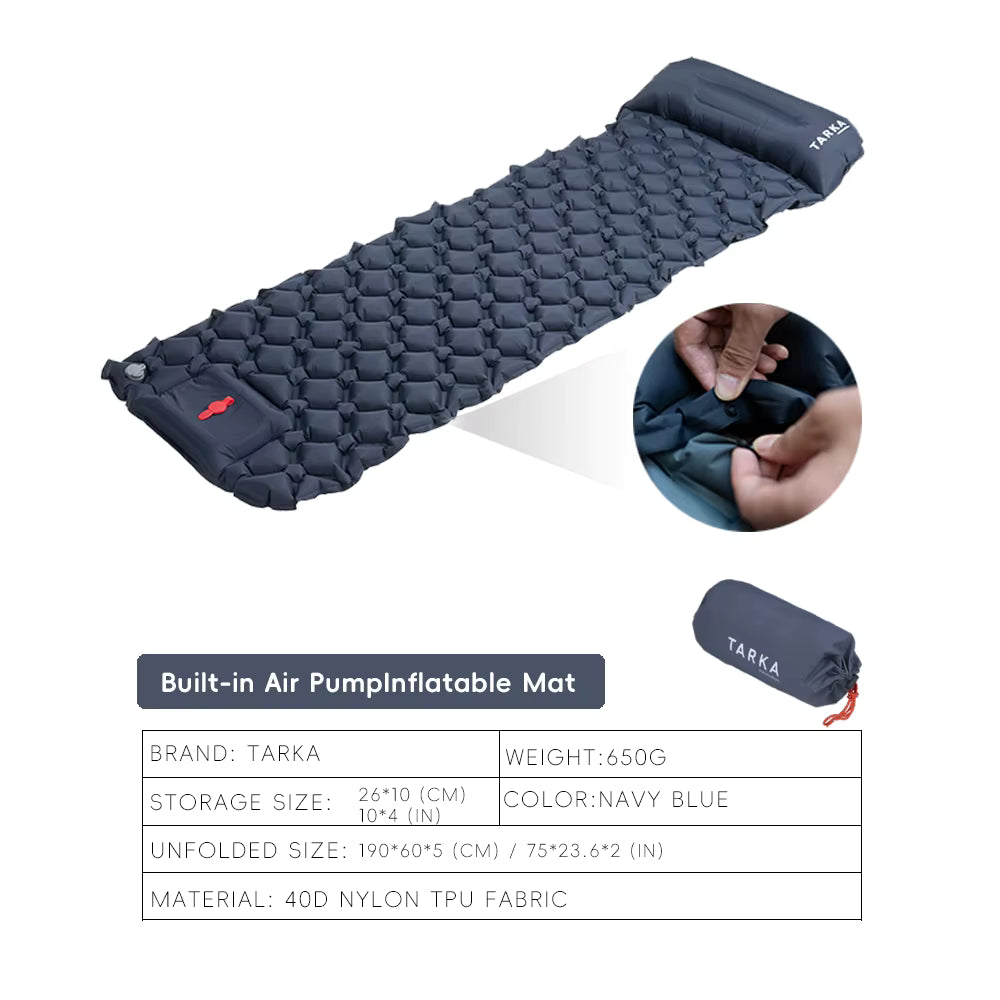Inflatable Camping Mattress Self-Inflating Built-In Pillow