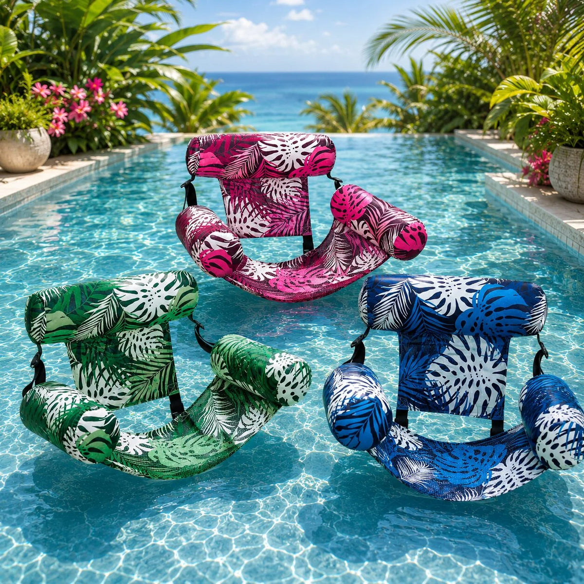 Inflatable Pool Chair Supportive Mesh Seat Quick Inflate