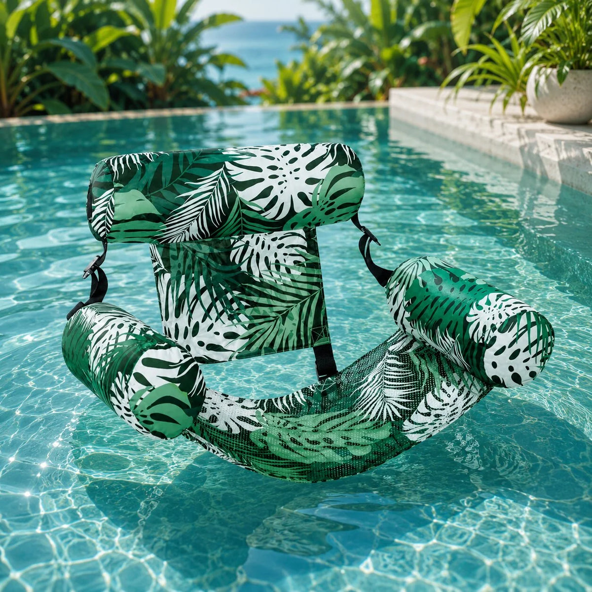 Inflatable Pool Chair Supportive Mesh Seat Quick Inflate