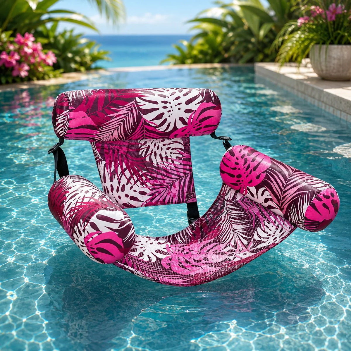 Inflatable Pool Chair Supportive Mesh Seat Quick Inflate