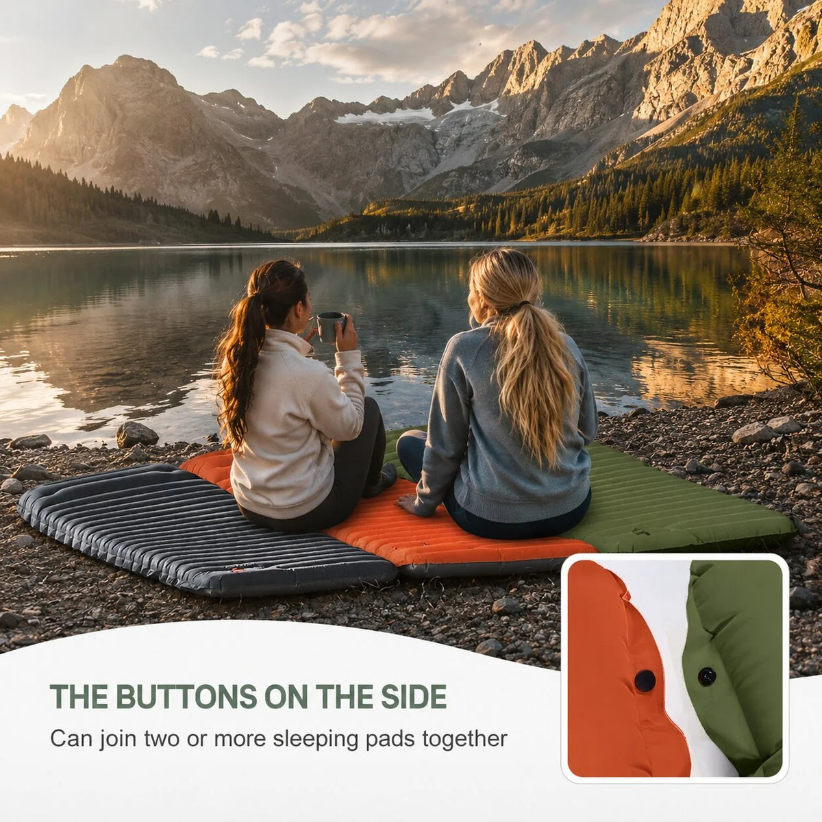 Inflatable Sleeping Mat Built-In Foot Pump Water-Resistant Nylon