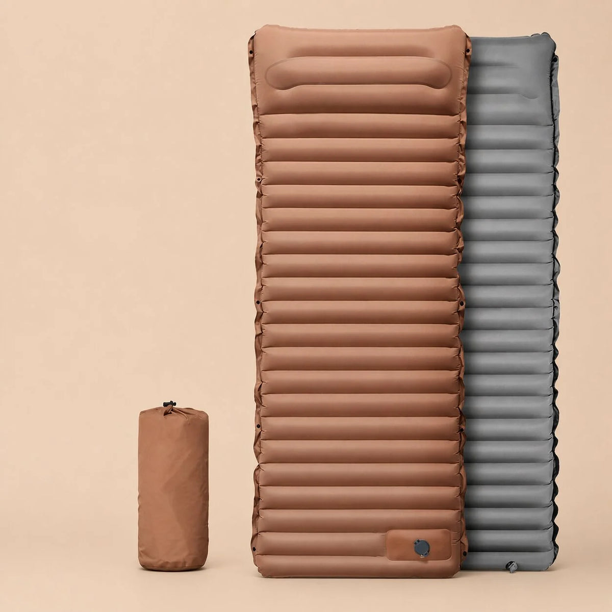Inflatable Sleeping Mat Built-In Foot Pump Water-Resistant Nylon