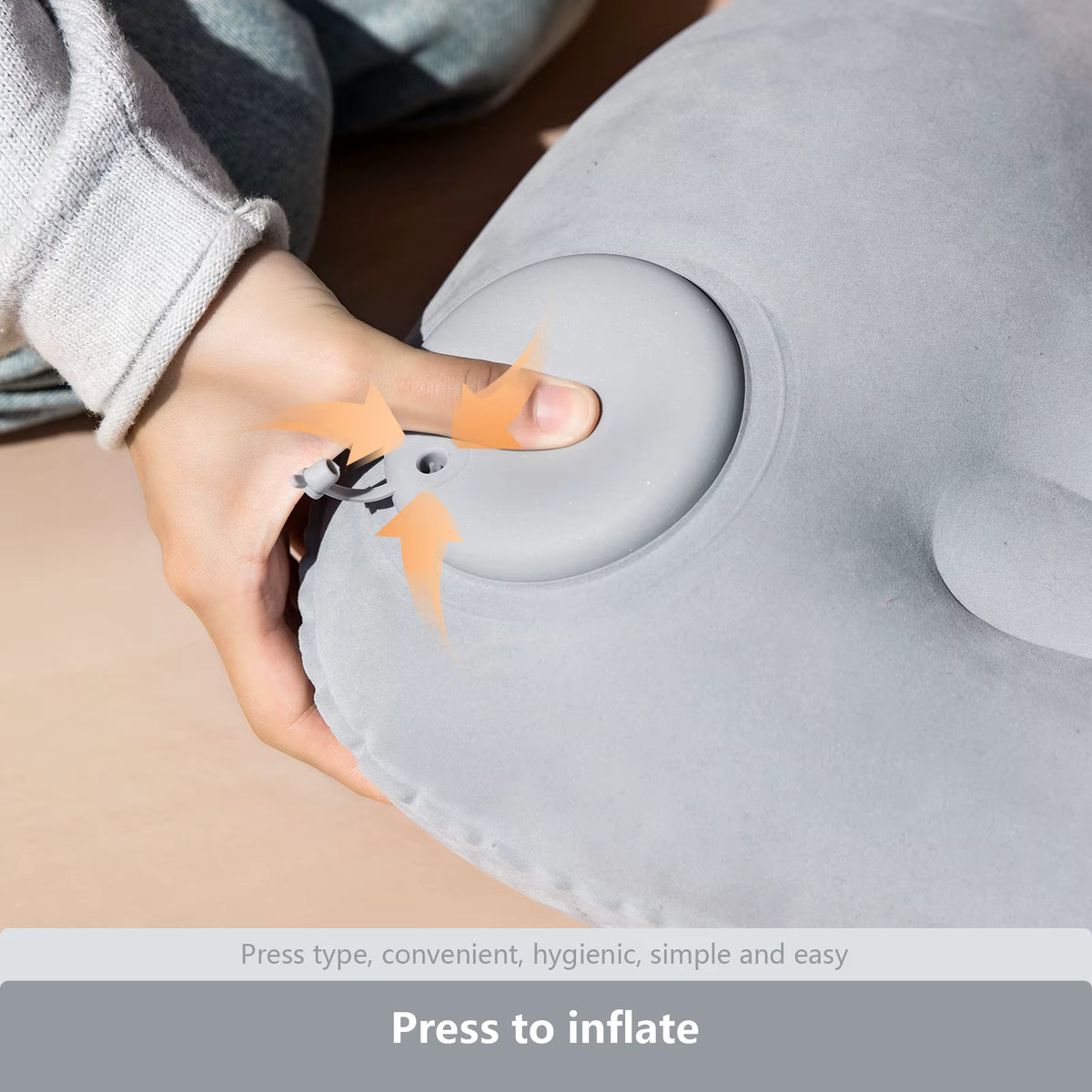 Inflatable Travel Pillow Built-In Pump Neck & Lumbar Support