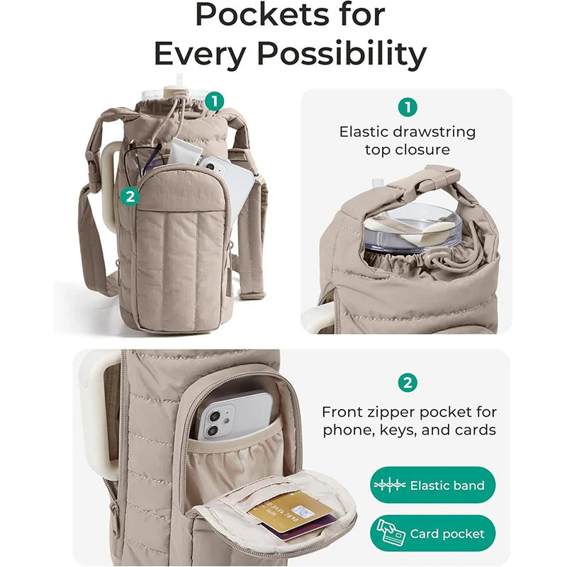 Insulated Drink Carrier Thermal Lining & Zipper Pocket
