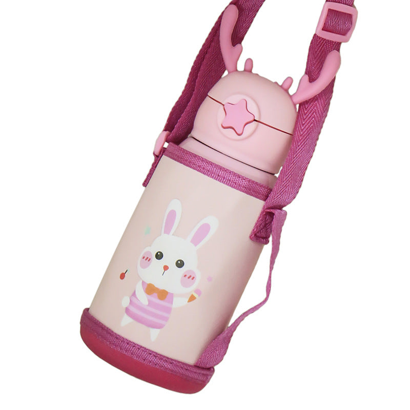 Kids Insulated Bottle 500ml Leak-Proof Carry Strap