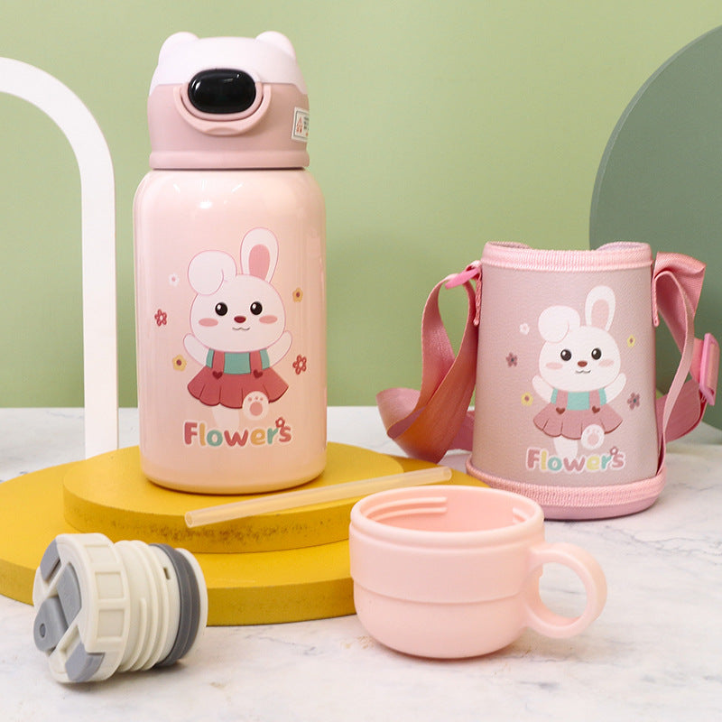 Kids Insulated Bottle 500ml Leak-Proof Carry Strap