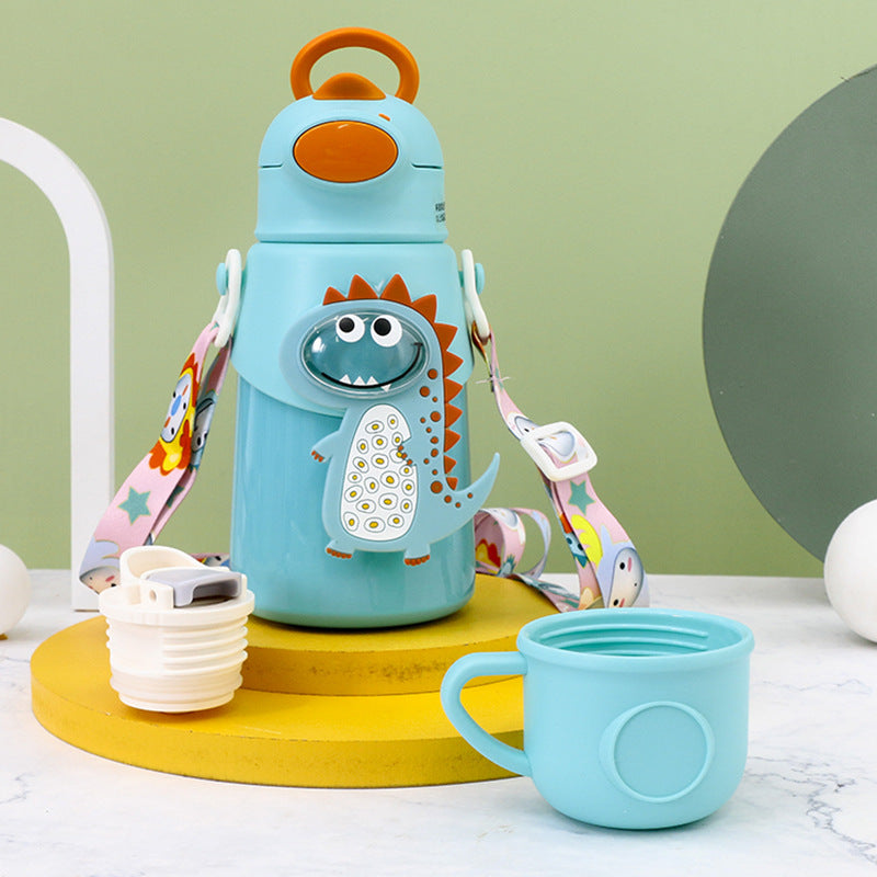 Kids Insulated Bottle 500ml Leak-Proof Carry Strap