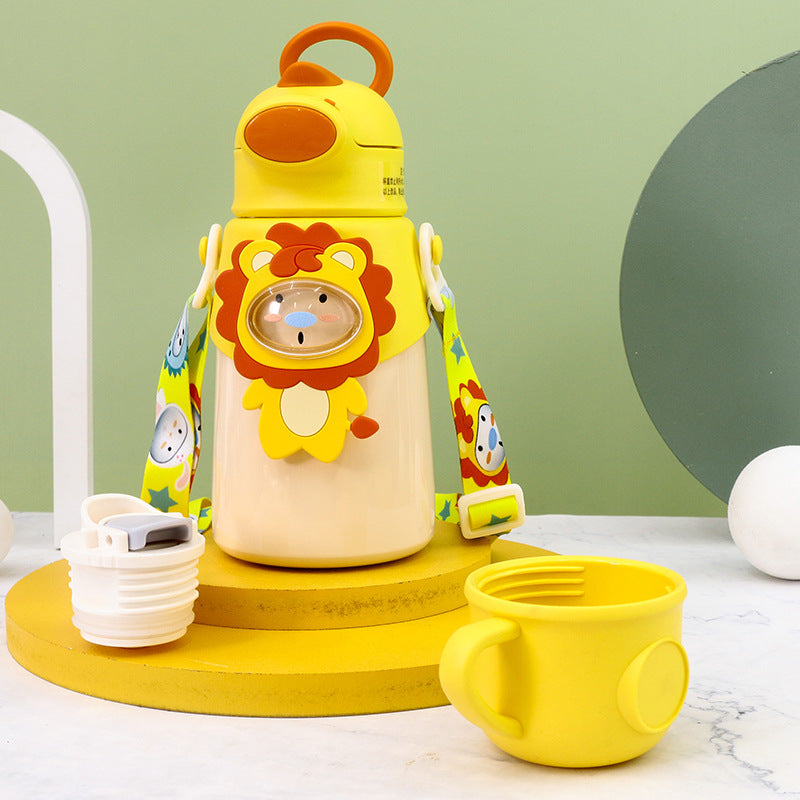 Kids Insulated Bottle 500ml Leak-Proof Carry Strap