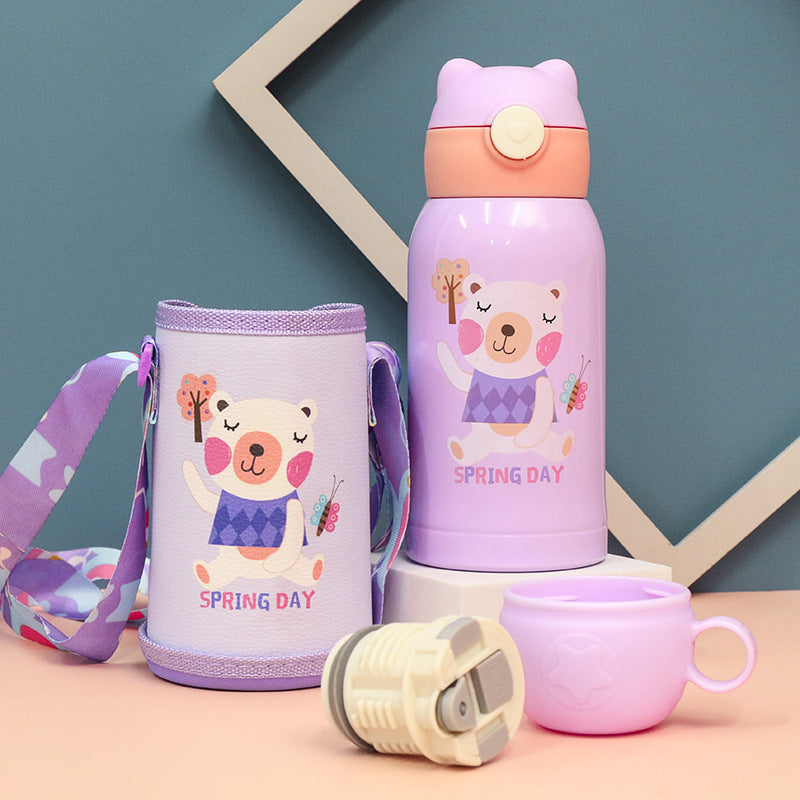 Kids Insulated Bottle 500ml Leak-Proof Carry Strap